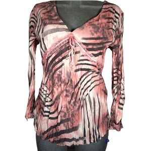 Piano wrinkled animal print blouse size "L"